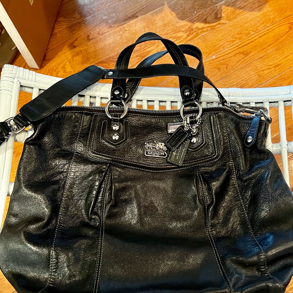 Coach, black leather bag
